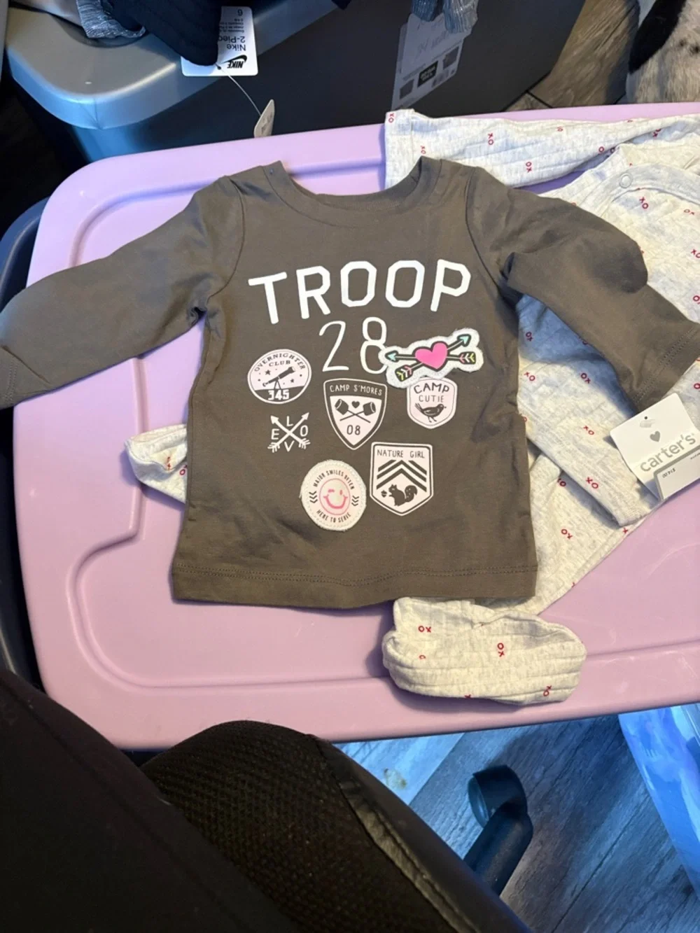 Carter's Light Gray Pajama Set with Red XO and  Gray T shirt